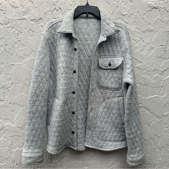 J. Crew Other - J CREW Shirt Men Small Quilted Knit Shacket Button Down Gray Cotton Chest Pocket